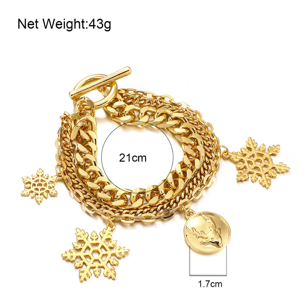 Personality Snowflake Elk Multilayer Charms Bracelets For Women