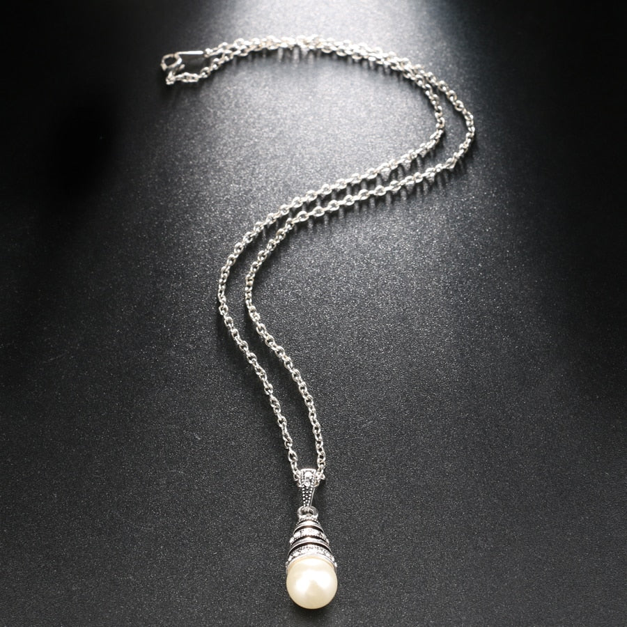 Hollow Out Water Drop Necklace Earrings And Ring  Jewelry Set