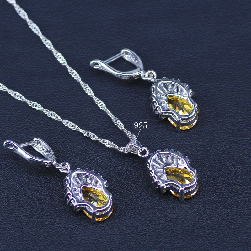 Sparking Yellow Water Drop Cubic Zirconia Jewelry Sets
