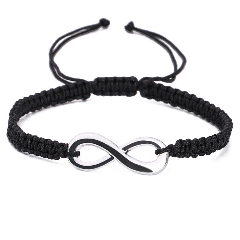 Handmade Black/White Rope Braid Bracelet Bangle For Women