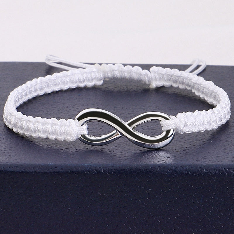Handmade Black/White Rope Braid Bracelet Bangle For Women