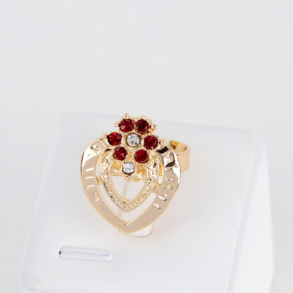 Women's Wedding Flower Rhinestone Ring & Earrings ladies Jewelry Set