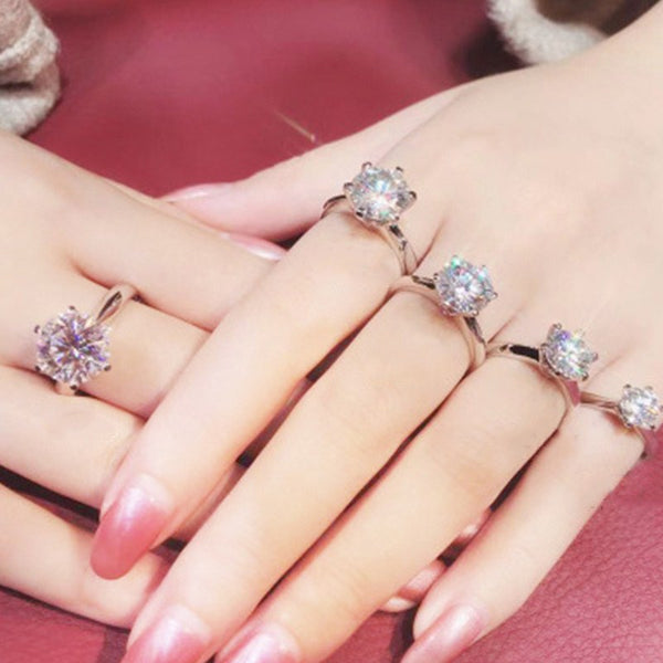 Rings For Women Classic Jewelry 6 Claws Cubic Zirconia Rings