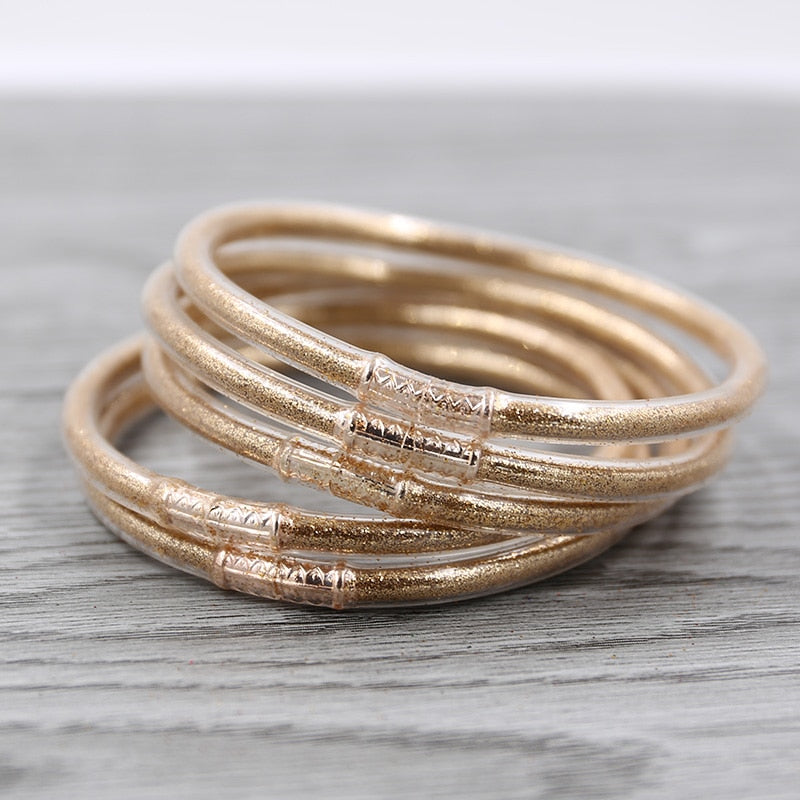 gold glitter jelly bangle  christmas bracelet