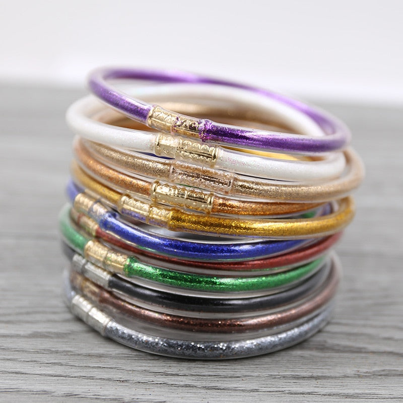 gold glitter jelly bangle  christmas bracelet