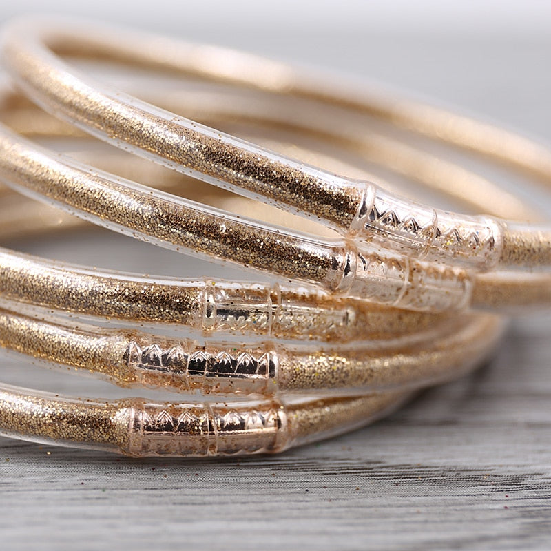 gold glitter jelly bangle  christmas bracelet