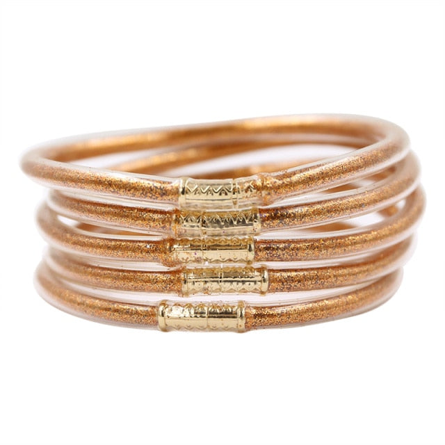gold glitter jelly bangle  christmas bracelet
