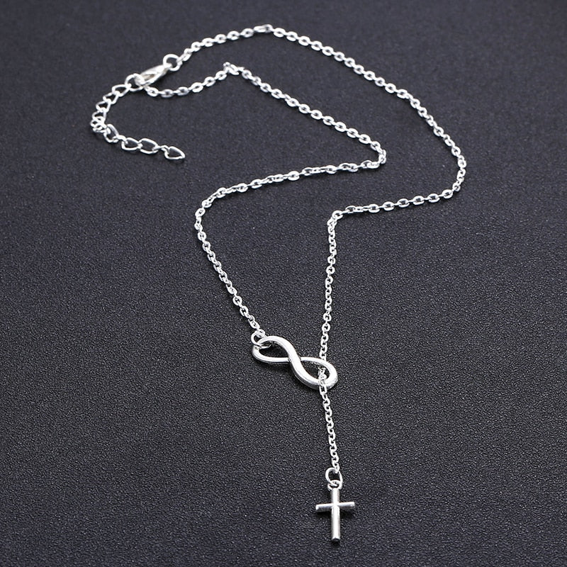 Classic 8 word Infinity Tassel Cross Pendant