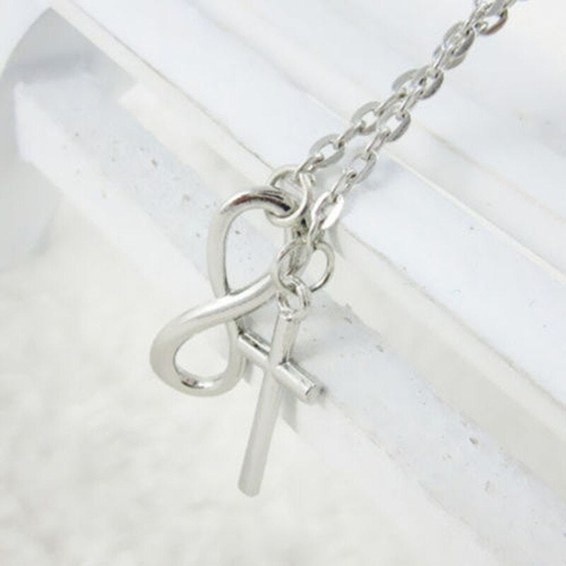 Classic 8 word Infinity Tassel Cross Pendant