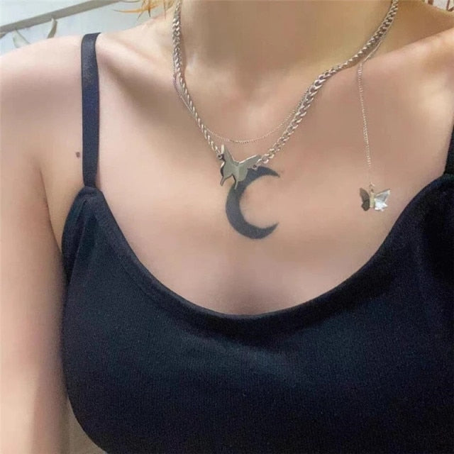 Colorful Butterfly Pendant Clavicle Neck Chains Necklaces