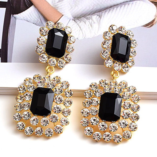 High-quality Stone geometric Long Drop Earrings
