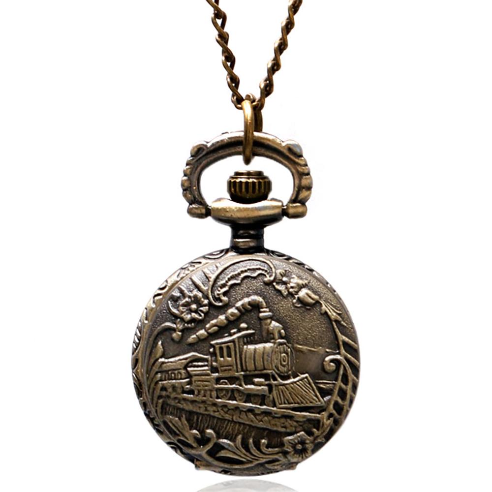 Retro Silver Pocket Watch Train with Flower Relogio De Bolso Quartz Watch