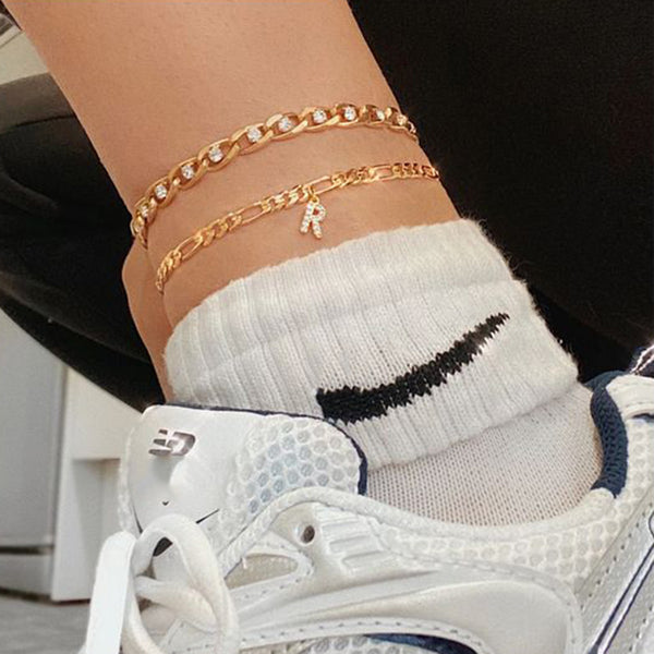 Pulseras y tobilleras con letras del alfabeto para mujer