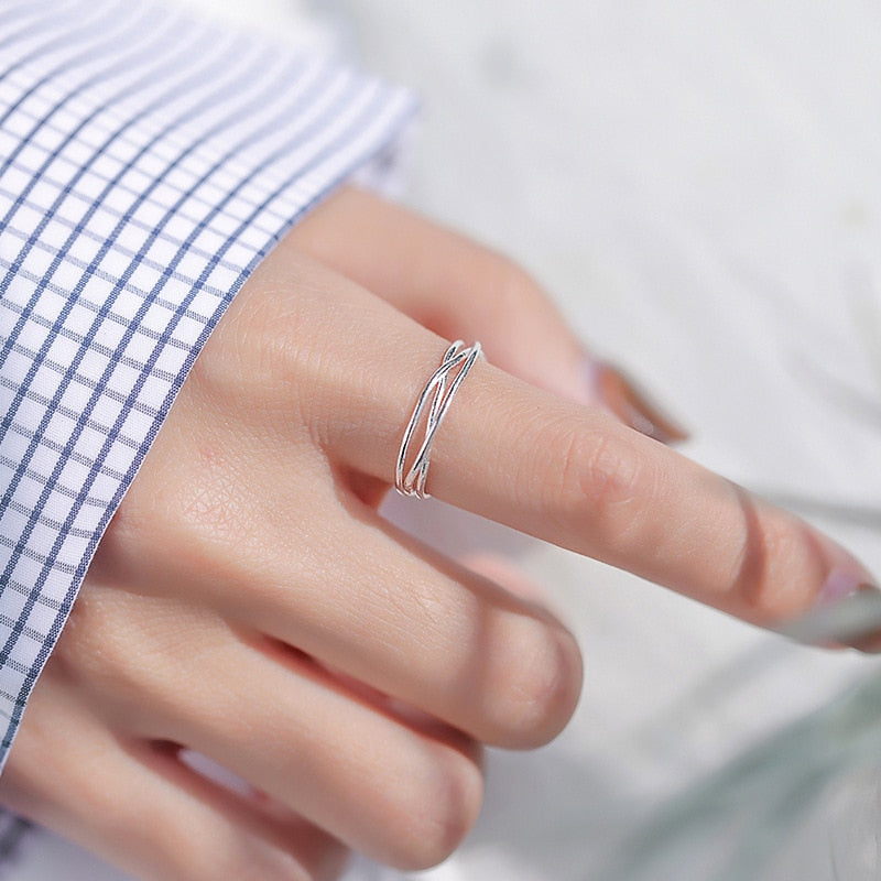 925 Silver Cross Open Ring