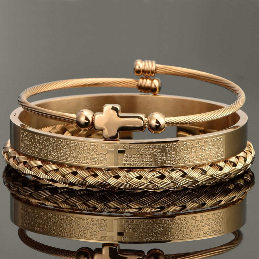 Hip Hop Men Cross Charm  Carving Spanish Bracelet