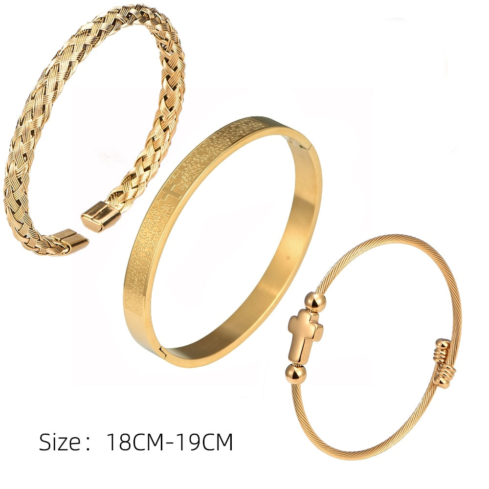 Hip Hop Men Cross Charm  Carving Spanish Bracelet