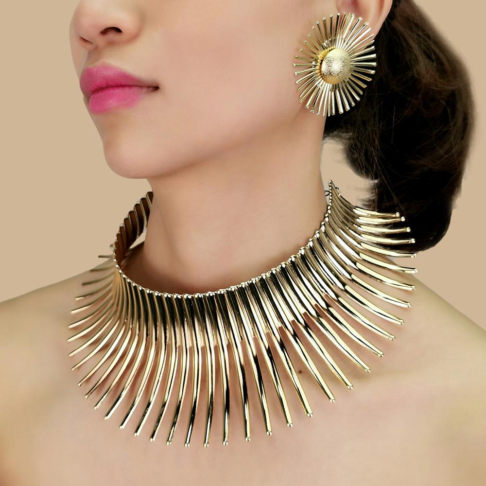 Gold Color Indian Statement Necklaces Set