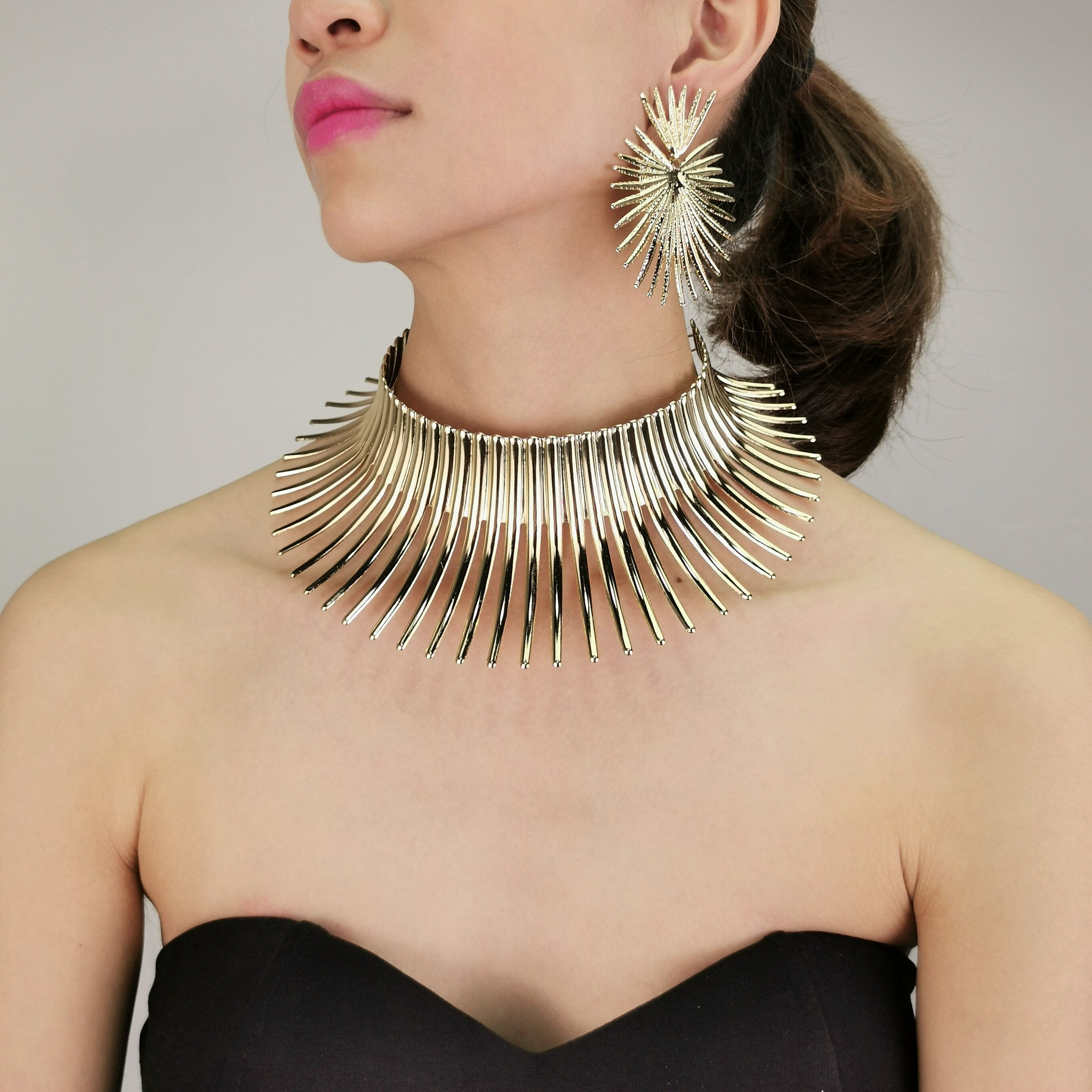 Gold Color Indian Statement Necklaces Set