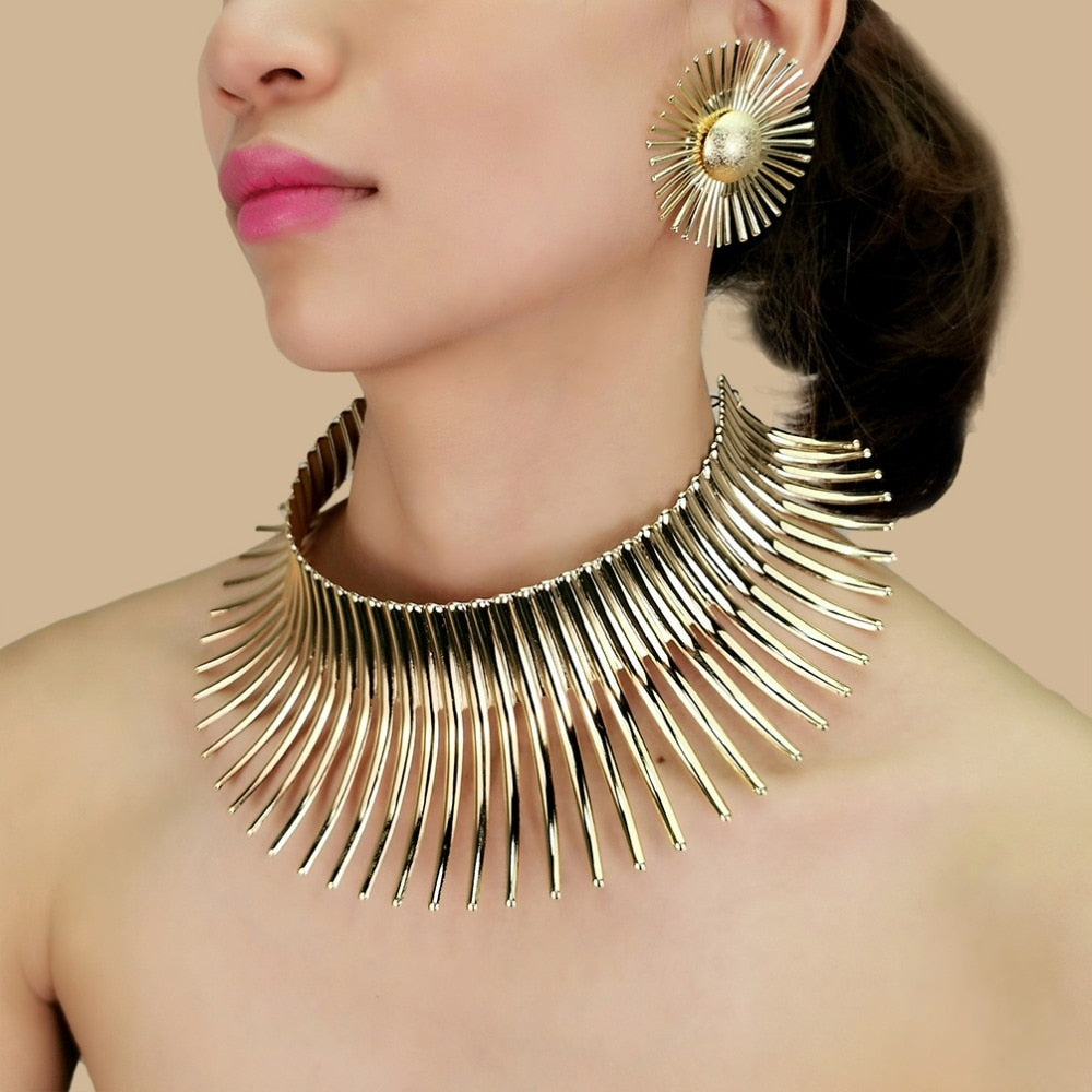 Gold Color Indian Statement Necklaces Set