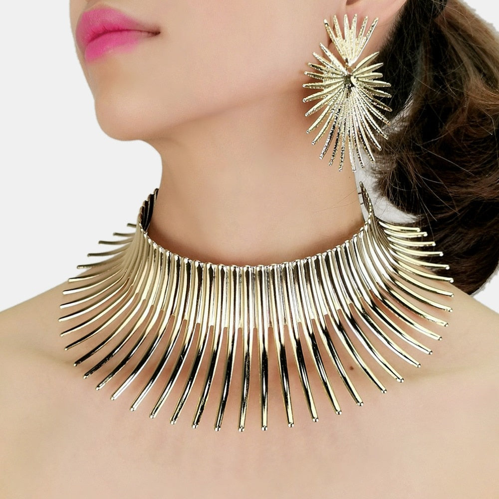 Gold Color Indian Statement Necklaces Set