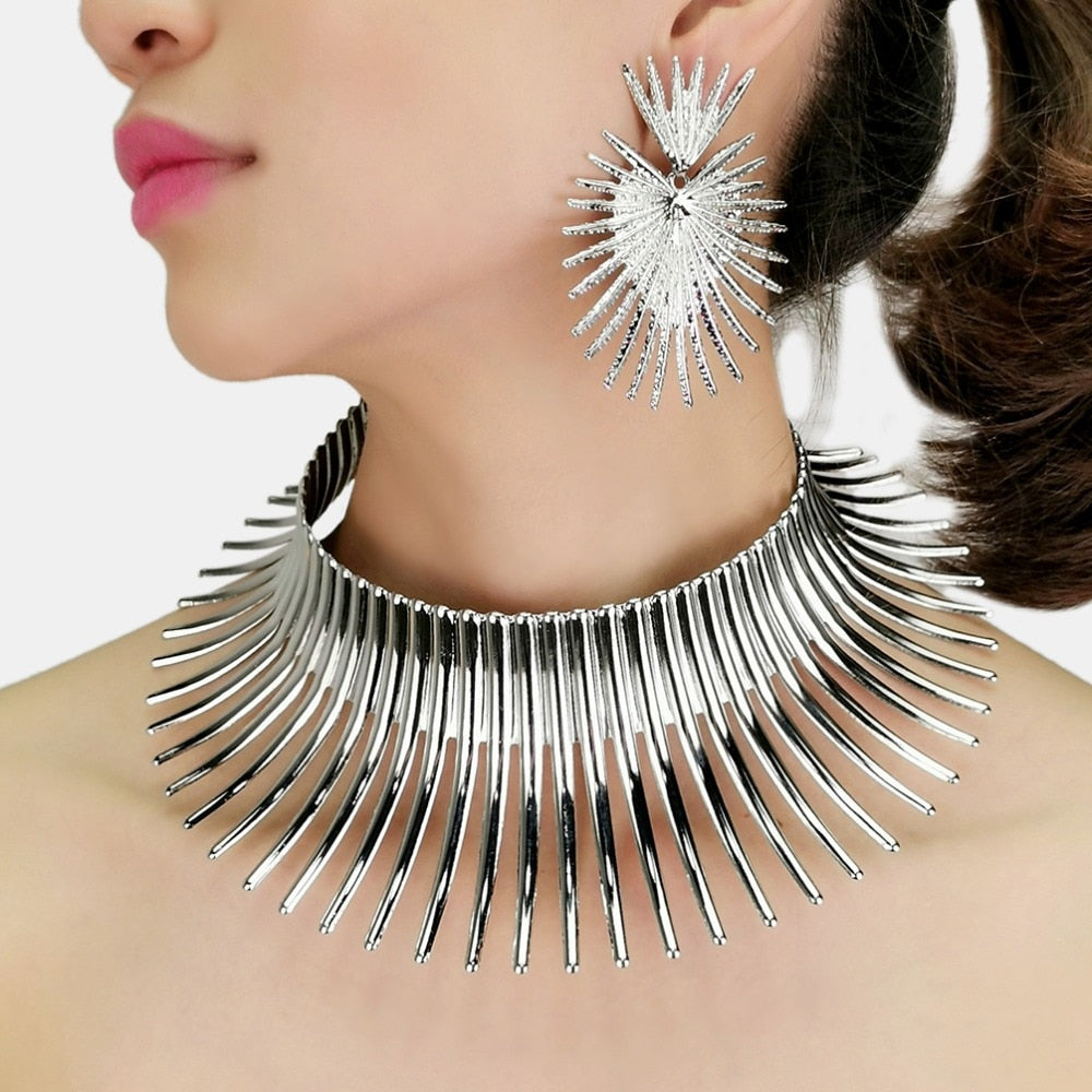Gold Color Indian Statement Necklaces Set