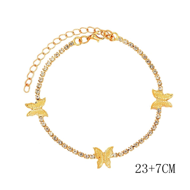 Shiny Rhinestone Tennis Chain Anklet For Women