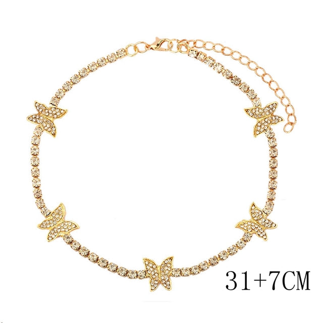 Shiny Rhinestone Tennis Chain Anklet For Women