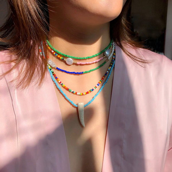 New Bohemian Colorful Beads Simulated Pearl Necklace