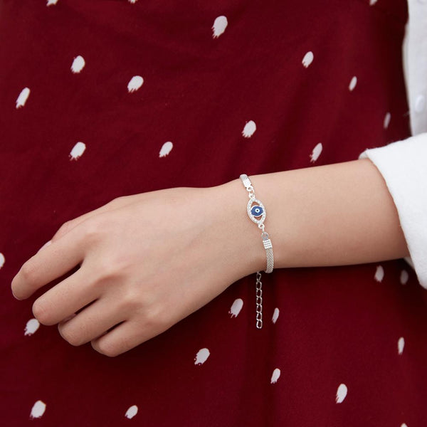 Pulsera de cuentas de cristal azul con forma de ojo malvado y ojo de la suerte