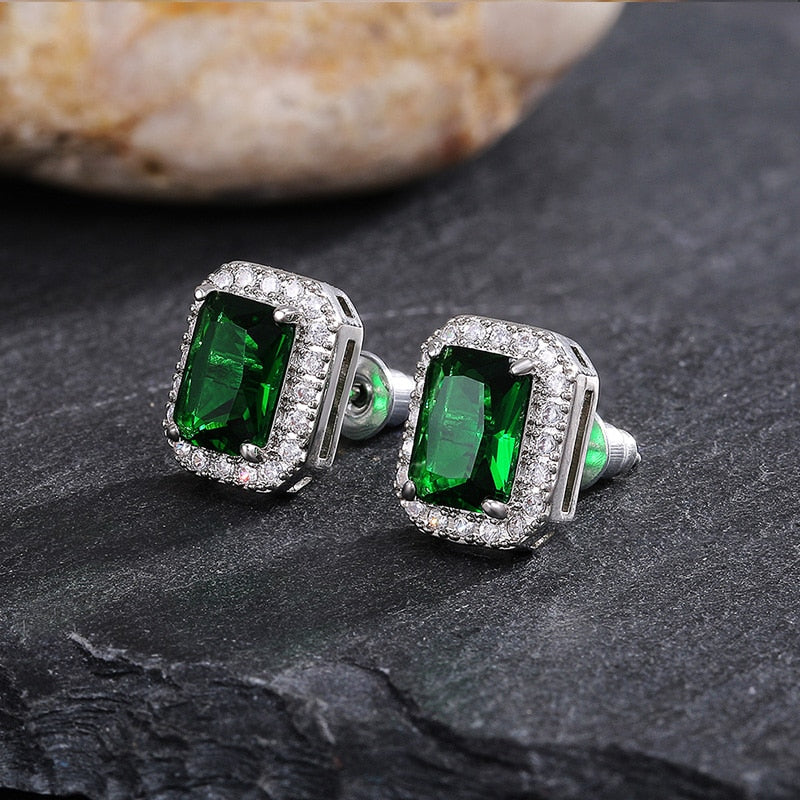 Gorgeous Green Cubic Zirconia Stud Earrings