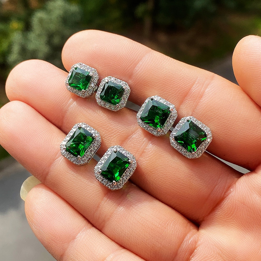 Gorgeous Green Cubic Zirconia Stud Earrings
