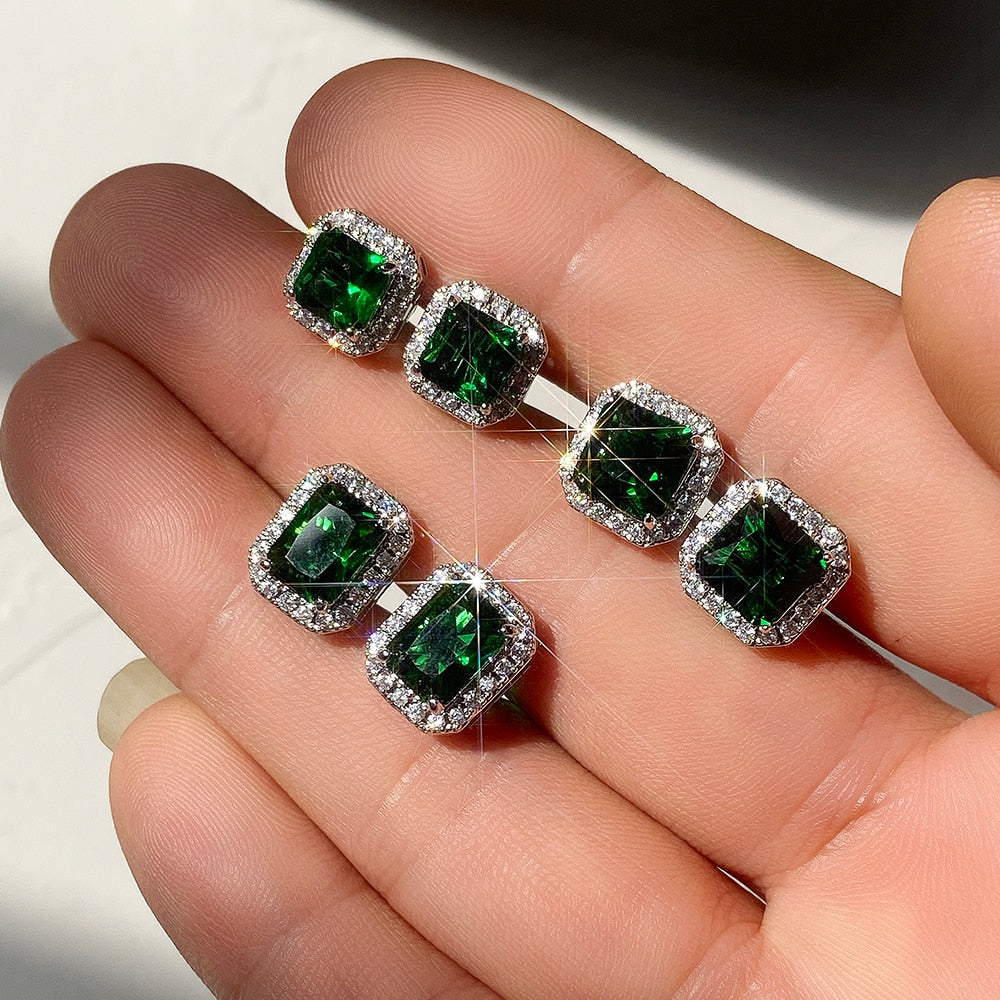Gorgeous Green Cubic Zirconia Stud Earrings