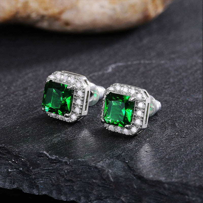 Gorgeous Green Cubic Zirconia Stud Earrings
