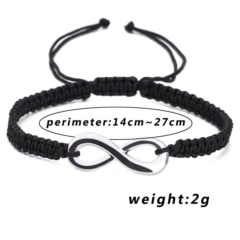 Handmade Black/White Rope Braid Bracelet Bangle For Women