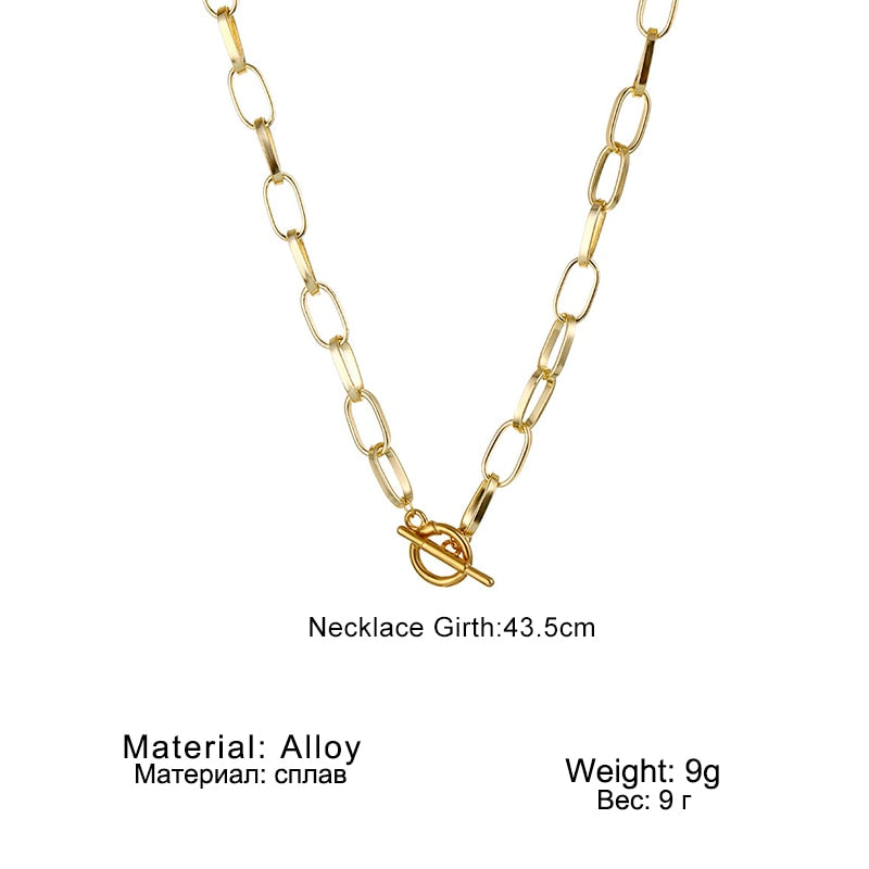 Thick Chain Toggle Clasp Gold Necklaces