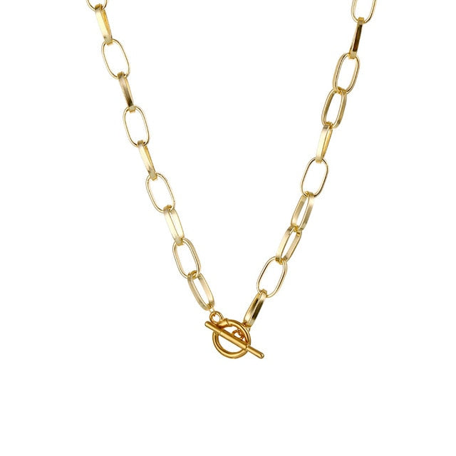 Thick Chain Toggle Clasp Gold Necklaces