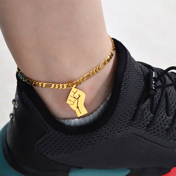 Tobillera con símbolo de Black Lives Matter para mujer. Cadena para el pie.