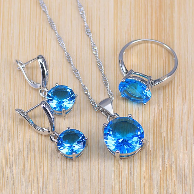 many colors top cubic zircon silver color jewelry set