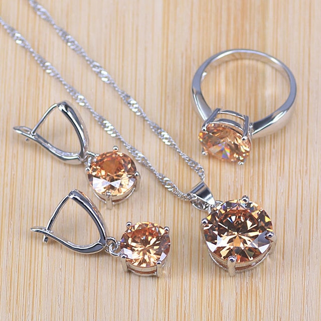 many colors top cubic zircon silver color jewelry set