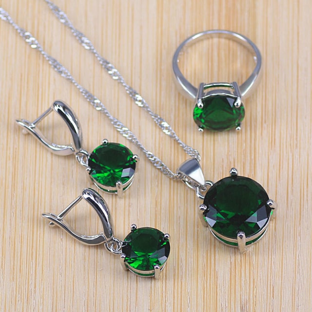 many colors top cubic zircon silver color jewelry set