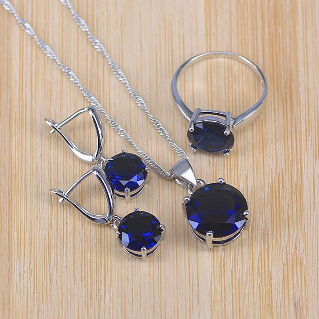 many colors top cubic zircon silver color jewelry set