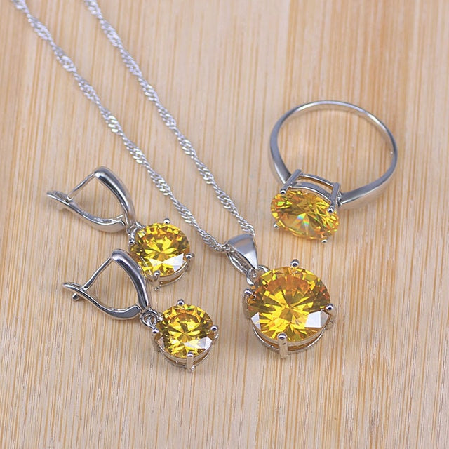many colors top cubic zircon silver color jewelry set