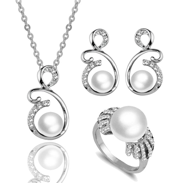 Vintage Imitation Pearl Wedding Jewelry Set