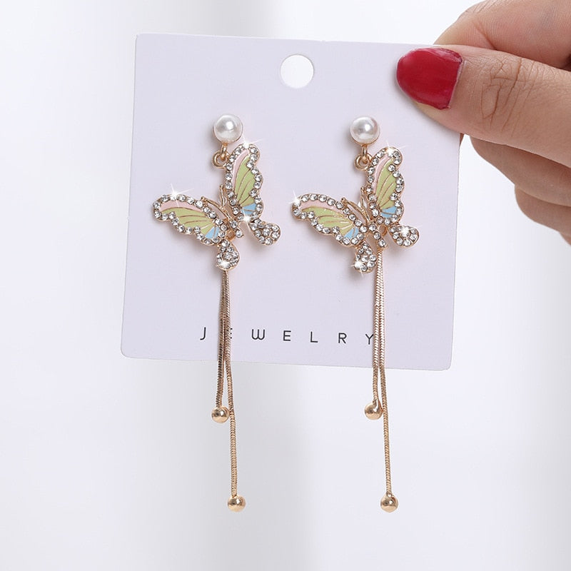 Korean Sweet Butterfly Rhinestone Earring