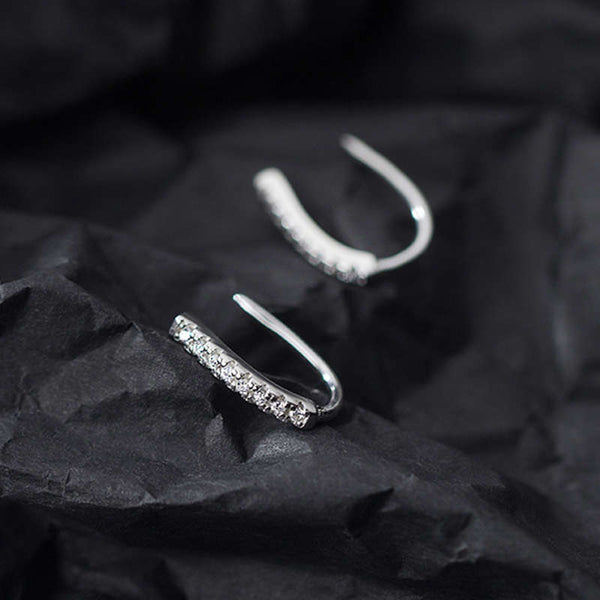 Pendientes de clip de circonita de plata de ley 925 auténtica para la moda