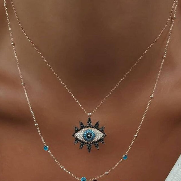 Colgante de collar con diseño de ojo malvado de moda vintage