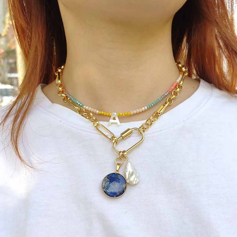 Handmade colorful crystal beads necklace