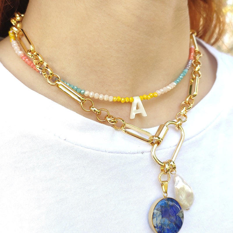 Handmade colorful crystal beads necklace