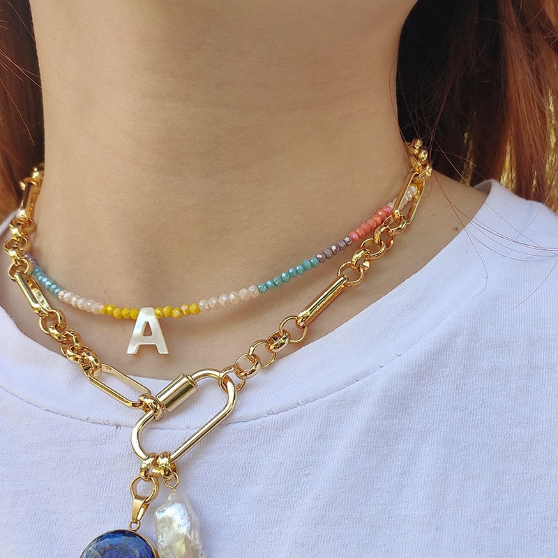 Handmade colorful crystal beads necklace