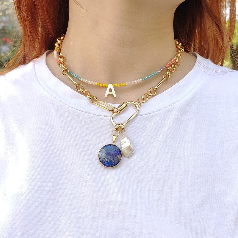 Handmade colorful crystal beads necklace